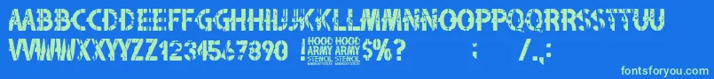 Czcionka Hood Army Stencil – zielone czcionki na niebieskim tle