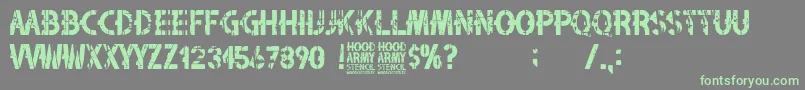 Hood Army Stencil-Schriftart – Grüne Schriften auf grauem Hintergrund