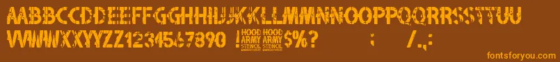 Шрифт Hood Army Stencil – оранжевые шрифты на коричневом фоне