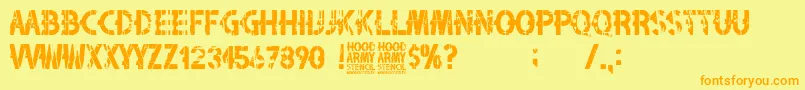 Шрифт Hood Army Stencil – оранжевые шрифты на жёлтом фоне