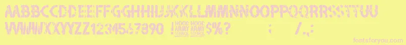 Czcionka Hood Army Stencil – różowe czcionki na żółtym tle
