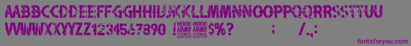 フォントHood Army Stencil – 紫色のフォント、灰色の背景