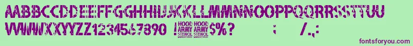 Czcionka Hood Army Stencil – fioletowe czcionki na zielonym tle