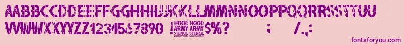 Шрифт Hood Army Stencil – фиолетовые шрифты на розовом фоне