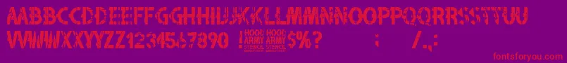 Hood Army Stencil-fontti – punaiset fontit violetilla taustalla