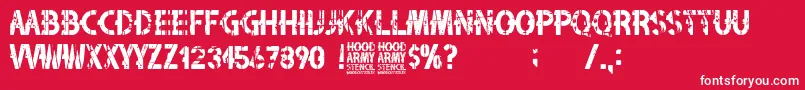 Hood Army Stencil Font – White Fonts on Red Background