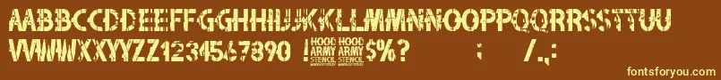 Hood Army Stencil-fontti – keltaiset fontit ruskealla taustalla