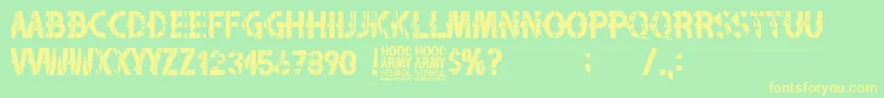 Hood Army Stencil Font – Yellow Fonts on Green Background