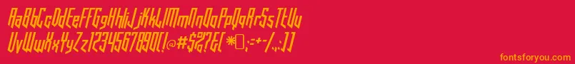 フォントhooked up 101 – 赤い背景にオレンジの文字