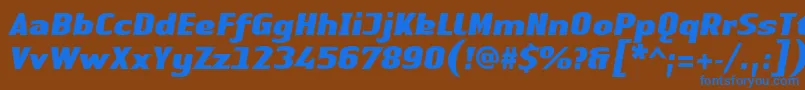 Czcionka LinotypeAuthenticSansBlackitalic – niebieskie czcionki na brązowym tle