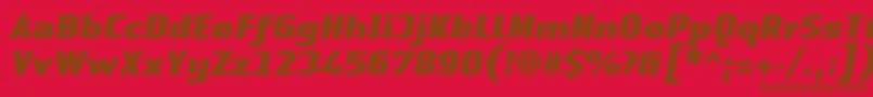 LinotypeAuthenticSansBlackitalic-fontti – ruskeat fontit punaisella taustalla