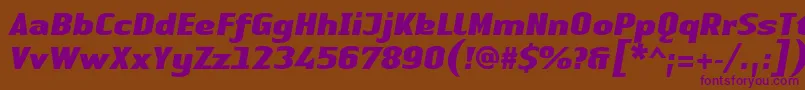 フォントLinotypeAuthenticSansBlackitalic – 紫色のフォント、茶色の背景