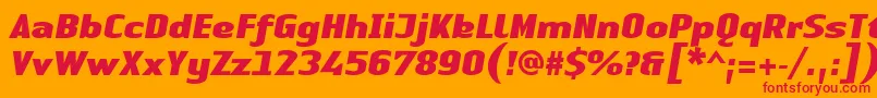フォントLinotypeAuthenticSansBlackitalic – オレンジの背景に赤い文字