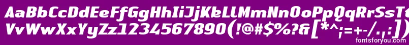 Fonte LinotypeAuthenticSansBlackitalic – fontes brancas em um fundo violeta