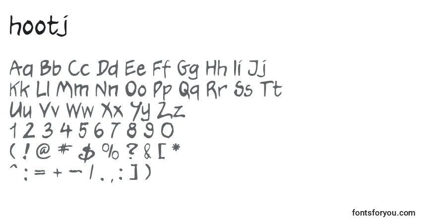 Schriftart Hootj    (129870) – Alphabet, Zahlen, spezielle Symbole