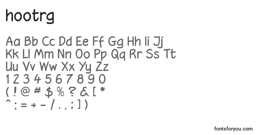 Czcionka Hootrg   (129872) – alfabet, cyfry, specjalne znaki