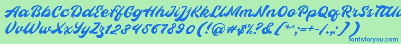 Czcionka Hopeitissed Font by 7ntypes – niebieskie czcionki na zielonym tle