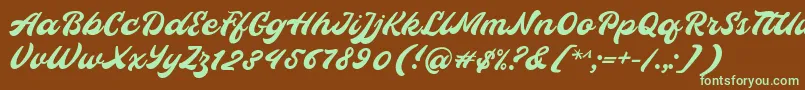 Hopeitissed Font by 7ntypes-fontti – vihreät fontit ruskealla taustalla