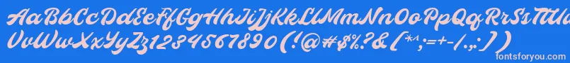 Czcionka Hopeitissed Font by 7ntypes – różowe czcionki na niebieskim tle