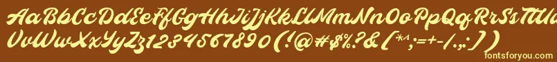 Czcionka Hopeitissed Font by 7ntypes – żółte czcionki na brązowym tle