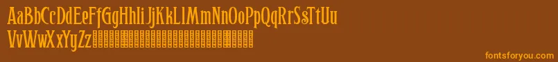 Hophus Roghus-Schriftart – Orangefarbene Schriften auf braunem Hintergrund