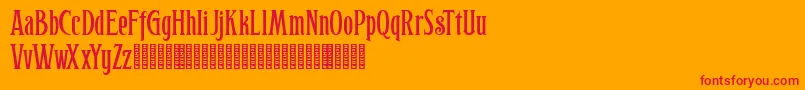 Hophus Roghus-Schriftart – Rote Schriften auf orangefarbenem Hintergrund