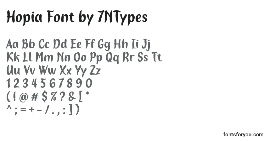 A fonte Hopia Font by 7NTypes – alfabeto, números, caracteres especiais