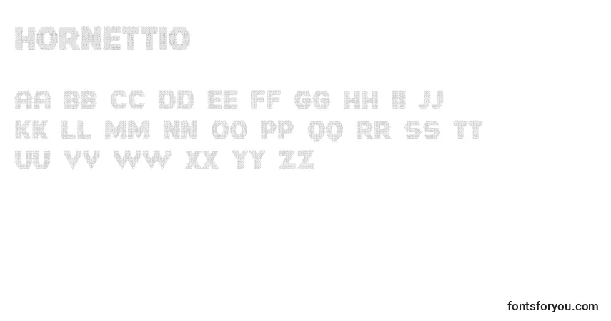 Schriftart Hornettio – Alphabet, Zahlen, spezielle Symbole