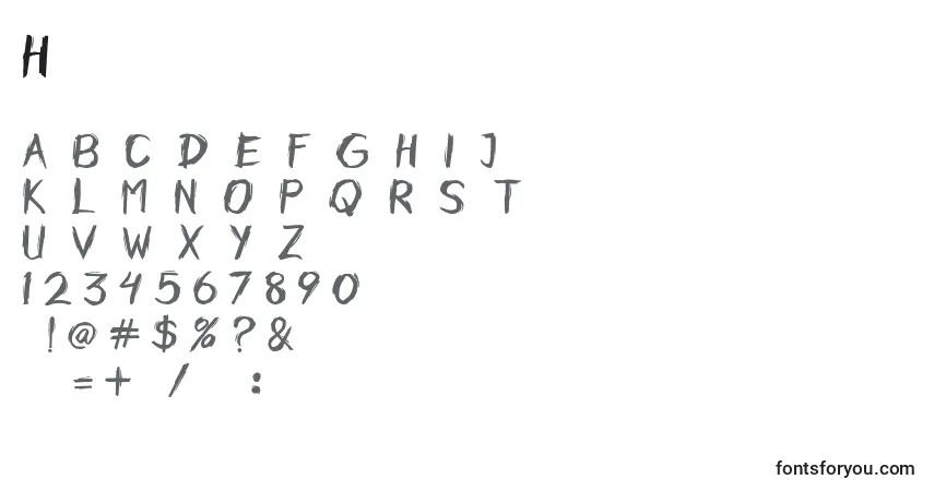 Horobi Font – alphabet, numbers, special characters