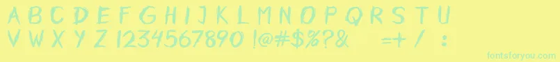 Fonte Horobi – fontes verdes em um fundo amarelo