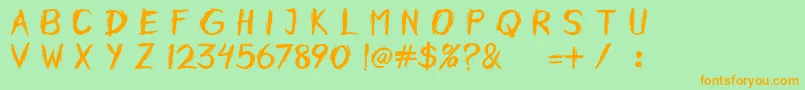 Horobi-Schriftart – Orangefarbene Schriften auf grünem Hintergrund
