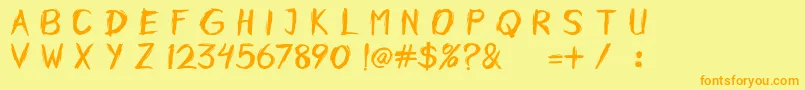 フォントHorobi – オレンジの文字が黄色の背景にあります。