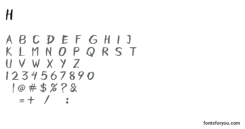Schriftart Horobi (129882) – Alphabet, Zahlen, spezielle Symbole