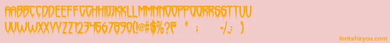 Horrorfind-Schriftart – Orangefarbene Schriften auf rosa Hintergrund