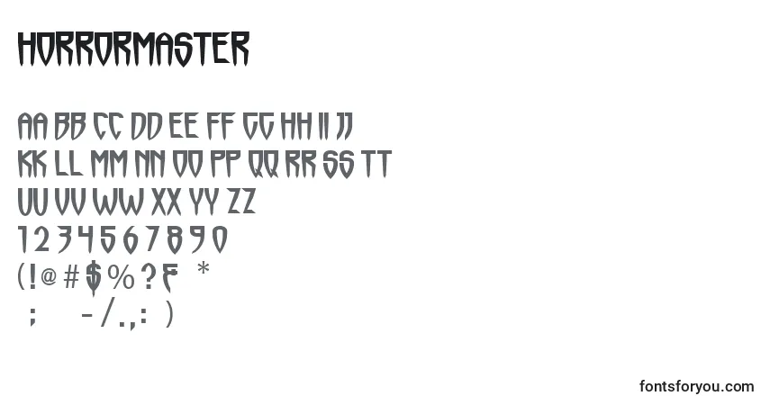 A fonte Horrormaster (129886) – alfabeto, números, caracteres especiais