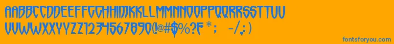 Horrormaster Font – Blue Fonts on Orange Background