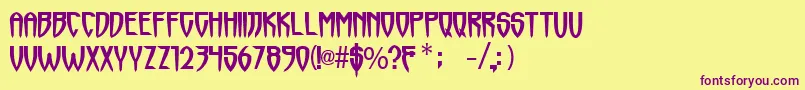 Weitere Informationen zur Horrormaster-Schriftart Horrormaster-Schriftart – Violette Schriften auf gelbem Hintergrund