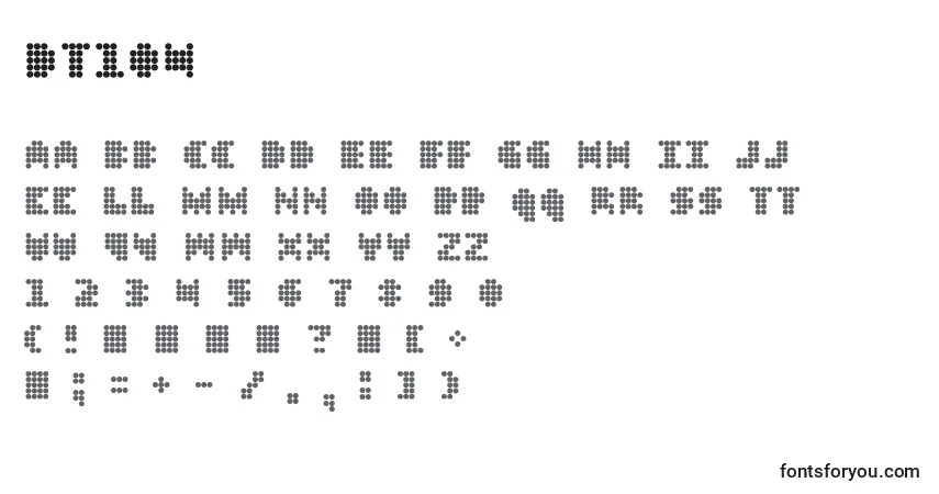 Fuente Dt104 - alfabeto, números, caracteres especiales