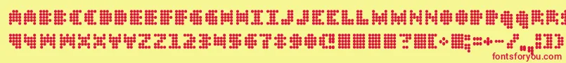 Dt104 Font – Red Fonts on Yellow Background