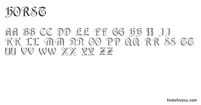 Czcionka Horst    (129890) – alfabet, cyfry, specjalne znaki