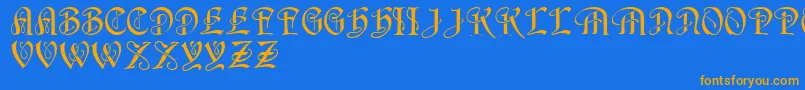 フォントHorst    – オレンジ色の文字が青い背景にあります。