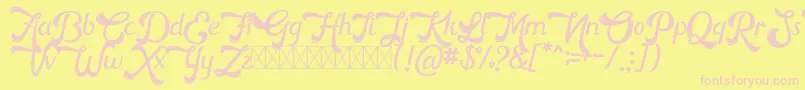 HorstailFree-fontti – vaaleanpunaiset fontit keltaisella taustalla
