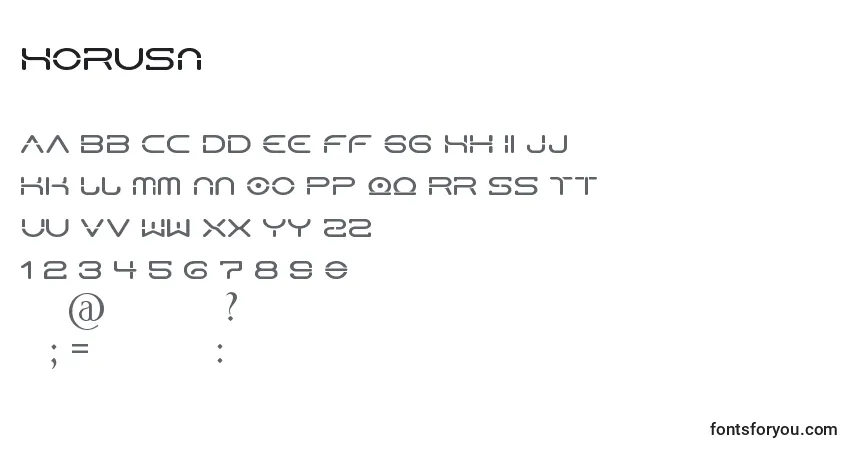 A fonte HorusN – alfabeto, números, caracteres especiais