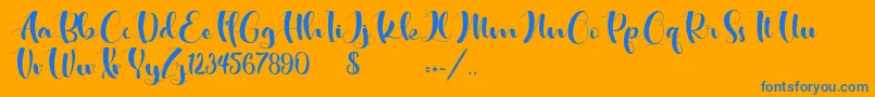 Hosabien-Schriftart – Blaue Schriften auf orangefarbenem Hintergrund