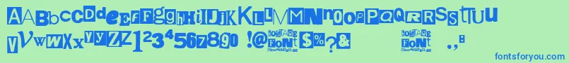 Hostage Font – Blue Fonts on Green Background