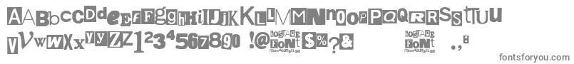 Hostage-fontti – harmaat kirjasimet valkoisella taustalla