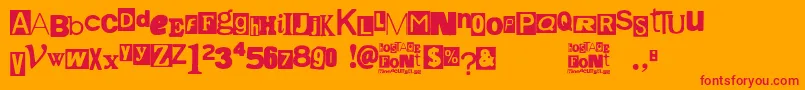 Hostage-Schriftart – Rote Schriften auf orangefarbenem Hintergrund