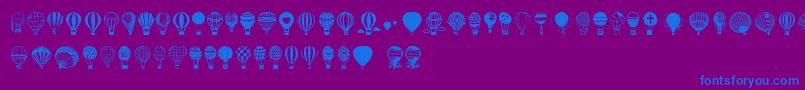 フォントHot Air Balloons – 紫色の背景に青い文字