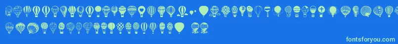 Czcionka Hot Air Balloons – zielone czcionki na niebieskim tle