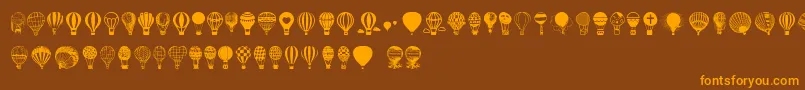 Hot Air Balloons-Schriftart – Orangefarbene Schriften auf braunem Hintergrund